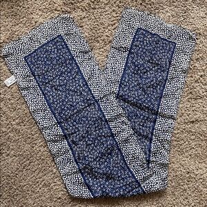Blue and White Patterned Scarf 100% pure silk